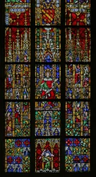 Vidriera que representa a Salomón entronizado, c. 1320, siglos XV-XX (mayormente moderna)